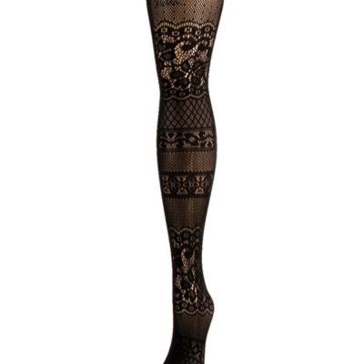 Women's Floral Patch Nylon Net Tights